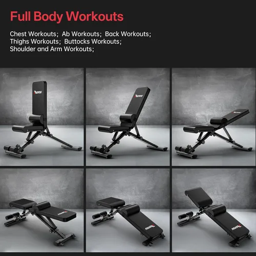 Miniatura 8 de PASYOU Adjustable Weight Bench for Home Gym, Foldable Workout Benches with 660LBS, Exercise Bench for Incline Decline Flat Bench Press, Foldable