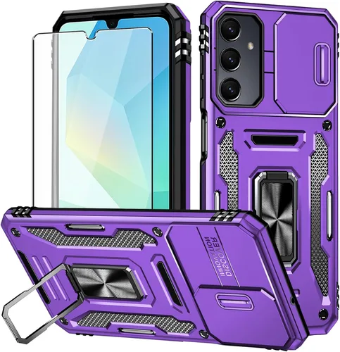 Miniatura 8 de Para Samsung Galaxy A16 5G Funda con Protector de Pantalla y con Cubierta de Cámara, Soporte Giratório de 360° Grado Militar (Resistente) Protector