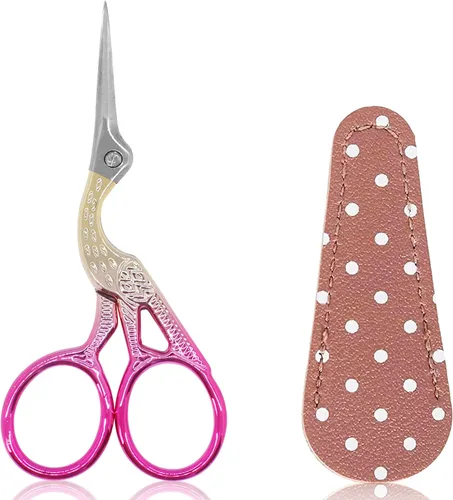 Miniatura 18 de BIHRTC - Tijeras de crochet de 4.5 pulgadas con estuche, tijeras de bordar de acero inoxidable, afiladas para manualidades, costura, hilo, Celadon