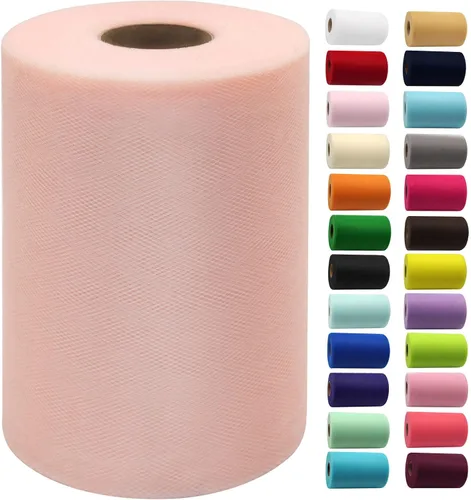 Miniatura 35 de Rollos de tela de tul de 6 pulgadas por 100 yardas (300 pies) Carrete de cinta de tul para manualidades, tutú, arco para la cabeza, decoración