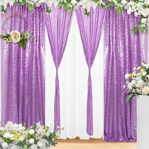Miniatura 20 de Eternal Beauty Cortinas de fondo de lentejuelas rosadas, 2 paneles de 2 x 8 pies para San Valentín, Navidad, fiesta, cumpleaños, fotografía, boda