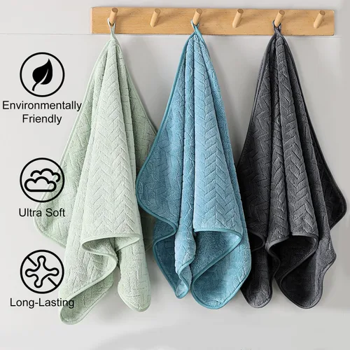 Miniatura 6 de Ferdilan - Juego de 4 toallas de baño grandes de 35 x 70 pulgadas, 600 GSM, ultra suaves y absorbentes, para silla de baño, color negro, toallas