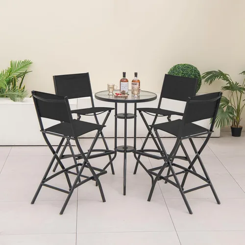 Miniatura 7 de Tangkula Juego de 2 taburetes de bar para exteriores, sillas de bar plegables de altura de mostrador con respaldo y reposapiés, sillas de comedor