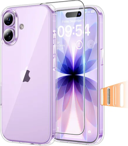 Miniatura 70 de TAURI Funda magnética 2 en 1 transparente para iPhone 14 Pro, compatible con Magsafe [no amarillenta] con protector de pantalla, protección de grado