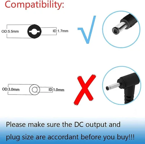 Miniatura 3 de Cable de alimentación de 19 V para Acer Monitor SB220Q SA230 S231HL S232HL H236HL S202HL S230HL S240HL S220HQL S271HL S241HL G246HL G276HL G226HQL