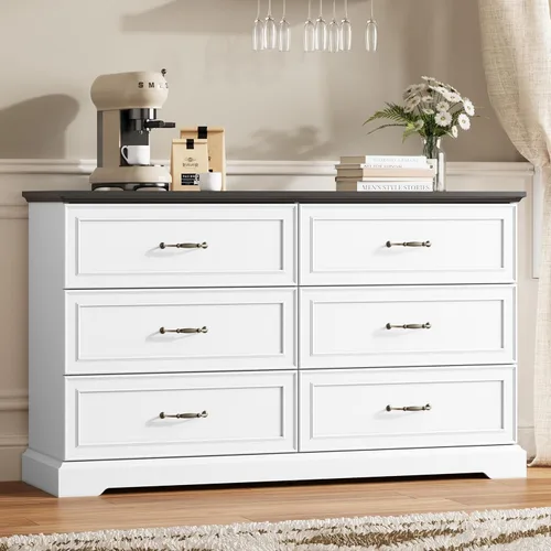 Miniatura 10 de Thacuok Cómoda de 3 cajones para dormitorio, cómoda de madera de 24 pulgadas de ancho, cómoda rústica de granja con cajones grandes y asas de metal