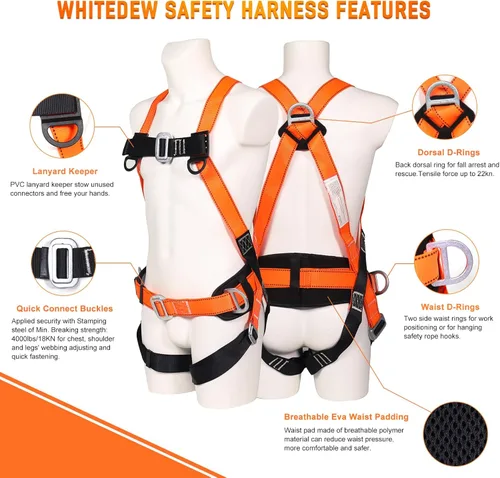 Miniatura 2 de Kit de protección contra caídas de arnés de seguridad con cordón de absorción de golpes, arneses de trabajo para techos, arnés de seguridad