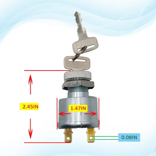 Miniatura 2 de 17421G1 Interruptor de llave de encendido para carrito de golf 2 terminales de encendido apagado para EZGO 1981-Up 2 llaves de encendido