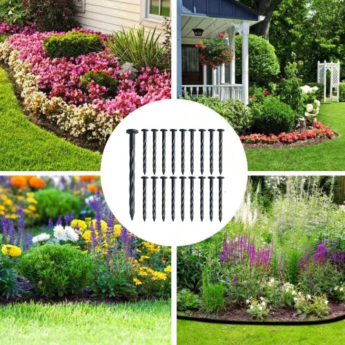 Miniatura 5 de Paquete de 50 clavos de plástico para bordes, picos de anclaje de nailon en espiral para paisajes, estacas de paisaje de jardín de 8 pulgadas