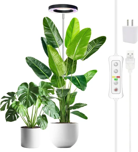 Miniatura 30 de yadoker 72 LEDs Luz de cultivo de plantas para plantas de interior, Luz de escritorio de aluminio con grano de madera de nogal LED, Altura