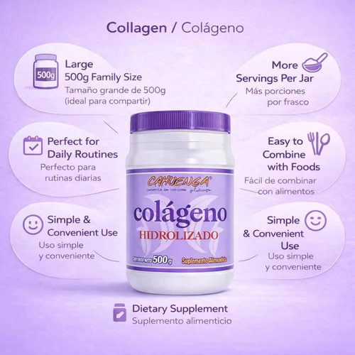 Miniatura 2 de CAHUENGA - Colágeno hidrolizado en polvo 17.64 oz - Proteína sin sabor para cabello, piel, uñas y articulaciones - Keto y sin gluten - Colageno