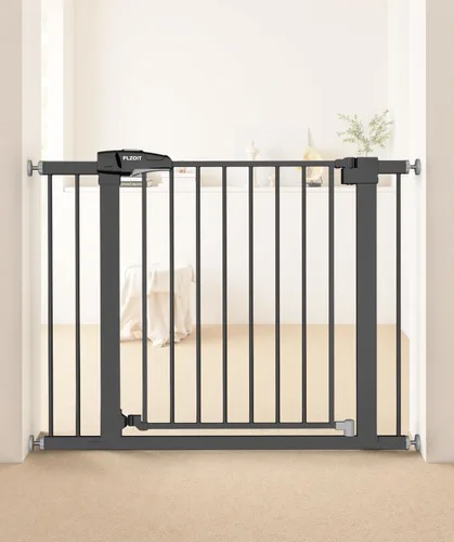 Miniatura 18 de Puerta de bebé de 29.5-40.5 pulgadas para escaleras, puerta para perros para puertas, puerta de seguridad de metal para bebés con cierre automático