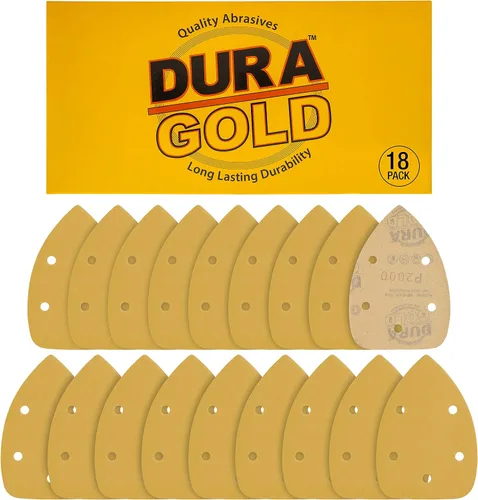 Miniatura 7 de Dura-Gold Hojas de Lija Premium para Lijadora de Detalle Tipo Ratón - Grano 180 (Caja de 24) - Discos Triangulares de 5 Orificios con Sistema