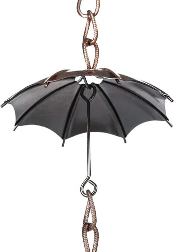 Miniatura 9 de Topadorn Cadena de lluvia para paraguas, canalón de metal decorativo de 72 pulgadas, desviador de agua resistente a la intemperie para jardín al