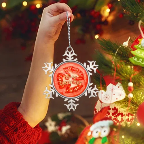 Miniatura 3 de Adorno de copo de nieve verde para árboles de Navidad, frutas, comida realista, adornos de Navidad personalizados 2022, divertido recuerdo de metal
