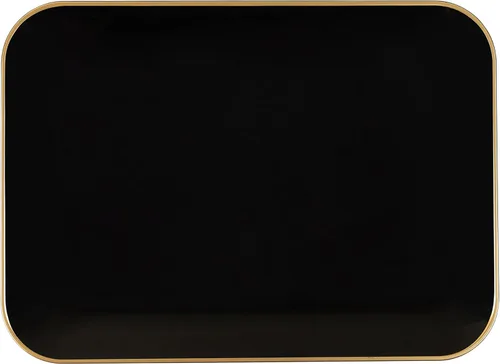 Miniatura 3 de Plasticpro Bandejas de plástico para servir, platos rectangulares negros con borde dorado de 8 x 11 pulgadas, platos desechables para fiestas