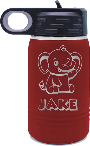 Miniatura 11 de My Personal Memories Botella de agua personalizada de 12 onzas para niños con pajilla, vaso aislado de doble pared para niños, niñas, escuela, Azul