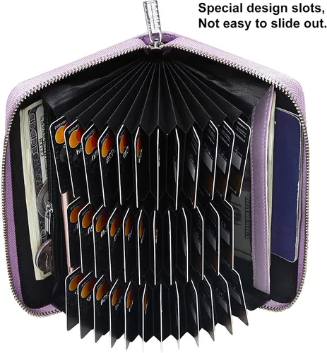 Miniatura 4 de OIDERY Cartera para tarjetas de crédito de gran capacidad para mujer, bloqueo RFID con correa extraíble