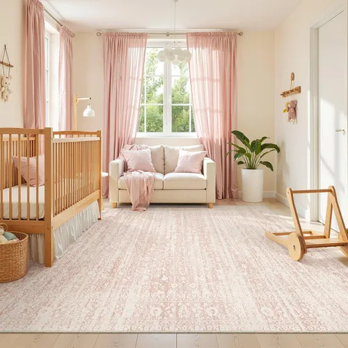 Miniatura 36 de Soalmost Alfombras de área de 5 x 7 pies para sala de estar, alfombras lavables florales beige para comedor, dormitorio, oficina en casa, alfombra