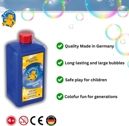 Miniatura 4 de PUSTEFIX Botella de repuesto de 16.9 oz de solución de jabón líquido de burbujas Pustefix Modelo: 505415