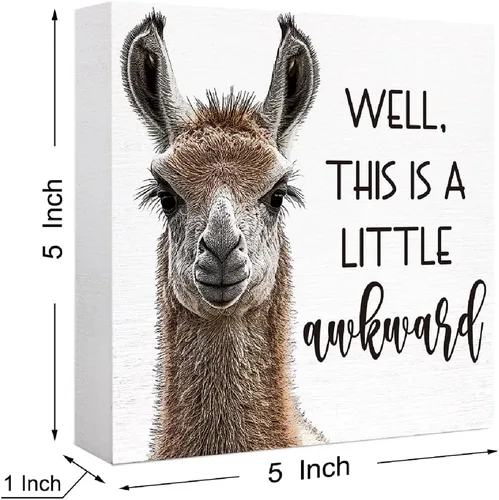 Miniatura 2 de SJNH Letrero de madera gracioso de alpaca y llama - Letrero de baño incómodo para inodoro, decoración para el hogar, letrero de caja de madera