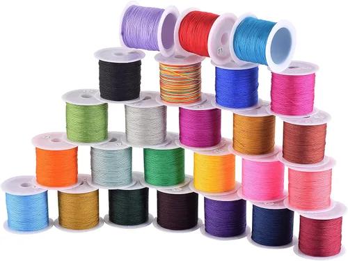 Miniatura 128 de KONMAY 1 rollo de cuerda de nailon para hacer pulseras de 150 yardas, trenzado de nailon Shamballa Macramé/cordón de cuentas de 0.4mm, cordón
