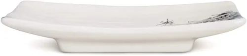 Miniatura 3 de DEMDACO Floral brillante blanco y negro 6 x 3.5 gres cerámica diario cocina rectangular cuchara resto