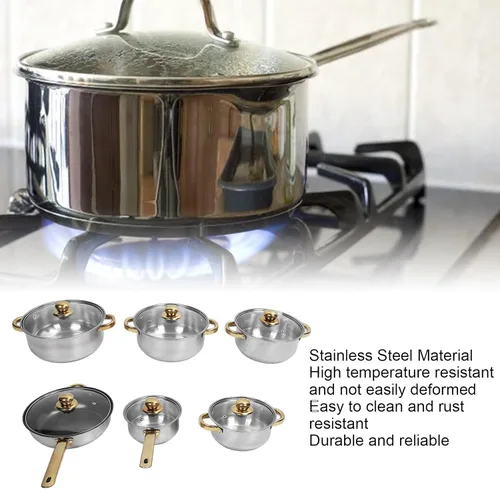 Miniatura 2 de Juego de 12 ollas y sartenes, juego de utensilios de cocina de inducción de acero inoxidable con mango desmontable, juego de cocina antiadherente
