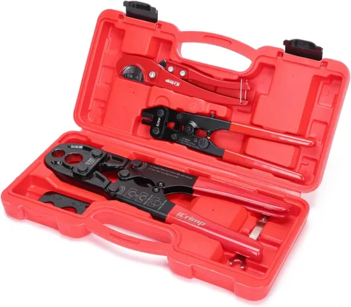 Miniatura 11 de iCRIMP ICP-1234AH Kit de Herramientas de Crimpado PEX - Anillos de Crimpado de Cobre de 1/2 pulgada y 3/4 pulgada, Crimpadora de Doble
