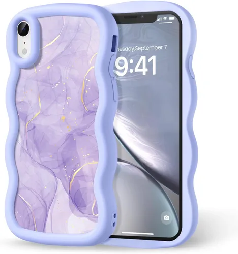 Miniatura 311 de Compatible con iPhone SE/8/7 Funda para Mujeres y Niñas, Marco Ondulado Rizado con Patrón Lindo, Estética Delgada Suave Silicona TPU Parachoques