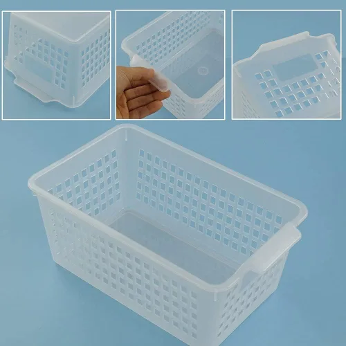 Miniatura 4 de Qskely - Cesta de almacenamiento de plástico transparente, rectangular, paquete de 6