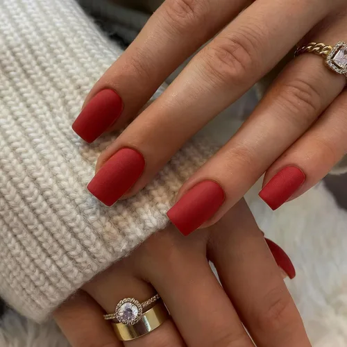 Miniatura 12 de KQueenest 30 PIEZAS Uñas Postizas Vino Rojo Oscuro, Uñas Cortas y Medianas Cuadradas, Uñas Acrílicas Burgundía, Uñas Postizas de Color Sólido, Uñas