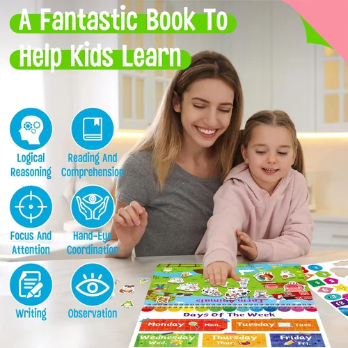 Miniatura 5 de Libro Ocupado Preescolar, Libro de Actividades de 30 Temas Diferentes, Juguetes Montessori de Aprendizaje Herramienta Educativa