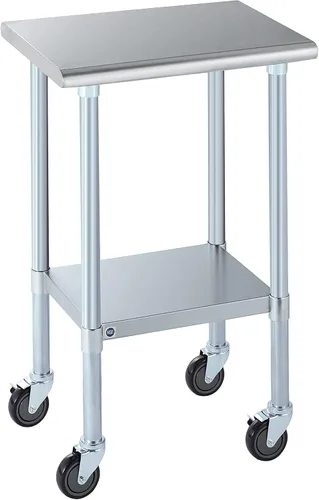 Miniatura 11 de Mesa de acero inoxidable para preparación y trabajo con protector contra salpicaduras, 24x72 pulgadas