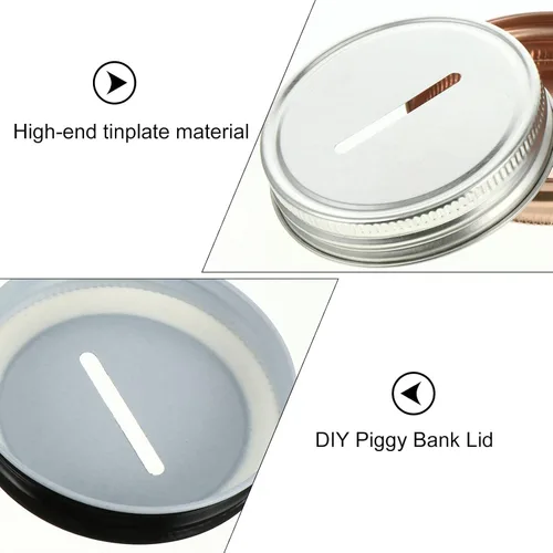 Miniatura 6 de ARTIBETTER 25 tapas de ranura para monedas para frascos de boca regular, alcancías de 2.756 in