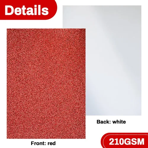 Miniatura 3 de Papel de cartulina con purpurina roja Sukh - Cartulina con purpurina para manualidades A4 gruesa, colores para Navidad, San Valentín, caja de Rojo