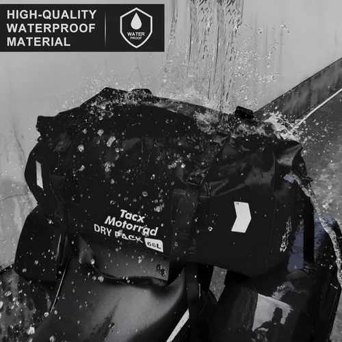 Miniatura 3 de Bolsa de lona impermeable para hombres y mujeres, mochila seca enrollable con correas de fijación rápida, bolsa de sillín de motocicleta para Negro