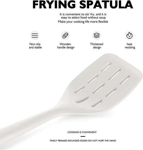Miniatura 2 de Juego de utensilios de cocina de silicona grandes – Utensilios de cocina de silicona resistentes al calor para cocinar con asas de madera, juego