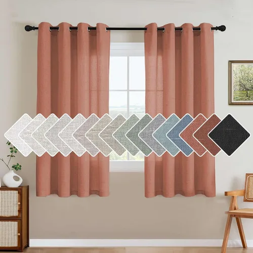 Miniatura 83 de H.VERSAILTEX Elegant - Cortinas texturizadas de lino natural mezclado con eficiencia energética, filtrado de luz, con ojales de níquel