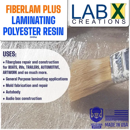Miniatura 2 de FIBERLAM Plus 1-10G Resina de poliéster 1-10 galones +endurecedor MEKP; revestimiento de baja viscosidad para laminado de estera/biaxial/tela