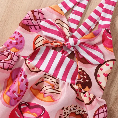 Miniatura 5 de Falda de verano para niñas pequeñas, estampado de dinosaurio, helado, sin mangas, correa sin espalda, vestido 1-6T