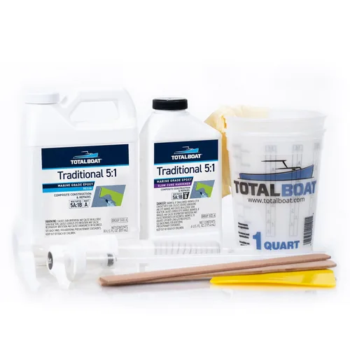 TotalBoat Kit de Resina Epoxi Marina 5:1 para Unión, Fileteado, Recubrimiento y Laminado - Uso para Fibra de Vidrio, Madera, Fibra de Carbono,