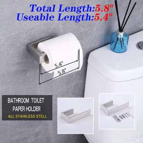 Miniatura 4 de GERZWY Juego de accesorios de baño de 2 piezas de acero inoxidable contemporáneo montado en la pared - Soporte para papel higiénico con anillos