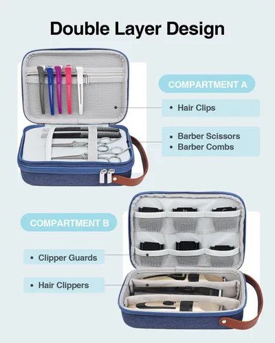 Miniatura 2 de Luxtude Estuche para cortapelos, maletines portátiles de viaje para recortadoras, protectores y accesorios, se adapta a Wahl, Andis, Hatteker, Azul