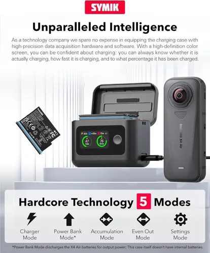 Miniatura 2 de Cargador de batería rápido para Insta360 X4 Air (no para X4), concentrador de cargador bidireccional inteligente de 27 W con pantalla LCD, muestra