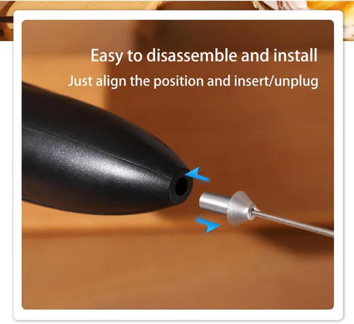 Miniatura 8 de Espumador de leche eléctrico de mano con soporte inalámbrico de acero inoxidable para batir café, crema y huevos
