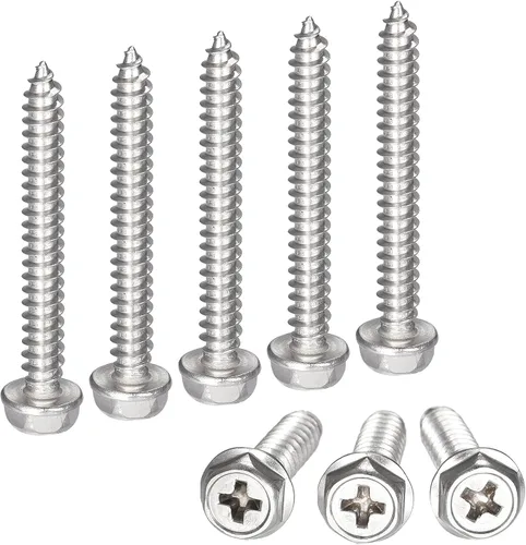 Miniatura 13 de uxcell Phillips - Tornillos autorroscantes para arandela hexagonal, M6 x 0.984 in, acero inoxidable 304, brida hexagonal, 25 piezas