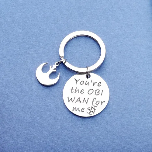 Miniatura 3 de Regalo para novio inspirado en la película, regalo con texto en inglés "You Are The OBI WAN For Me", llavero de regalo para marido
