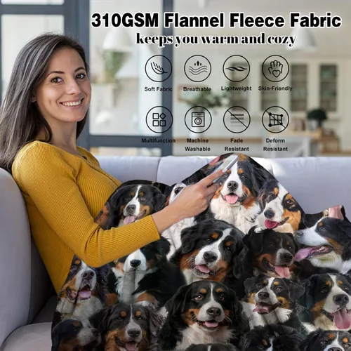 Miniatura 3 de Manta de perro de montaña bernés, regalos de montaña bernesa para los amantes de los perros, mantas de franela para perro, mamá y papá, mantas