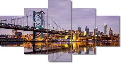 Miniatura 46 de TUMOVO Fotos en lienzo de Estados Unidos, Cincinnati, Ohio, Skyline at Dusk para tu sala de estar, impresiones de paisaje urbano de rascacielos